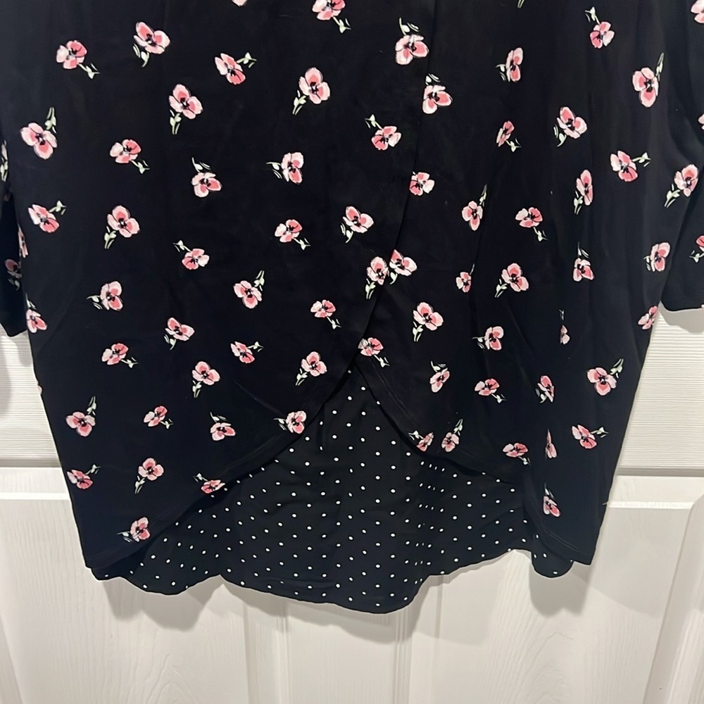 J.Jill black floral polka dot 3/4 sleeve tunic top size 2X - Picture 6 of 10